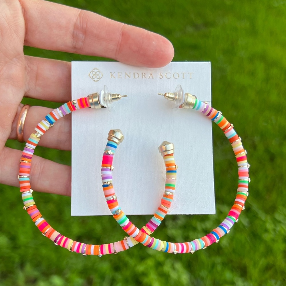 Kendra Scott Reece Large Neon Hoop Earrings With Gold Accents